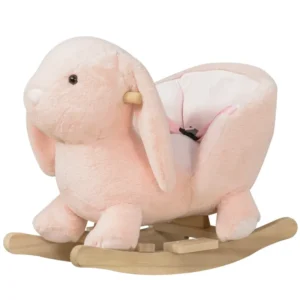 Qaba Rabbit Wooden Rocking Horse with Sound, Pink